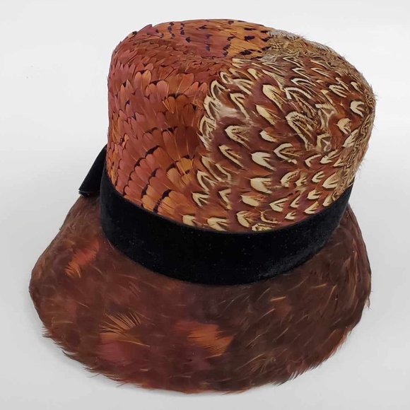 Vintage Henry Pollak MELOSOIE Wool Pheasant Cloche Bucket Gatspy Women's Hat - Picture 4 of 8